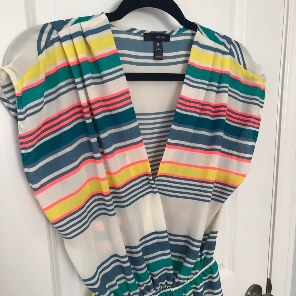 Aqua Striped Romper - Picture 2 of 5